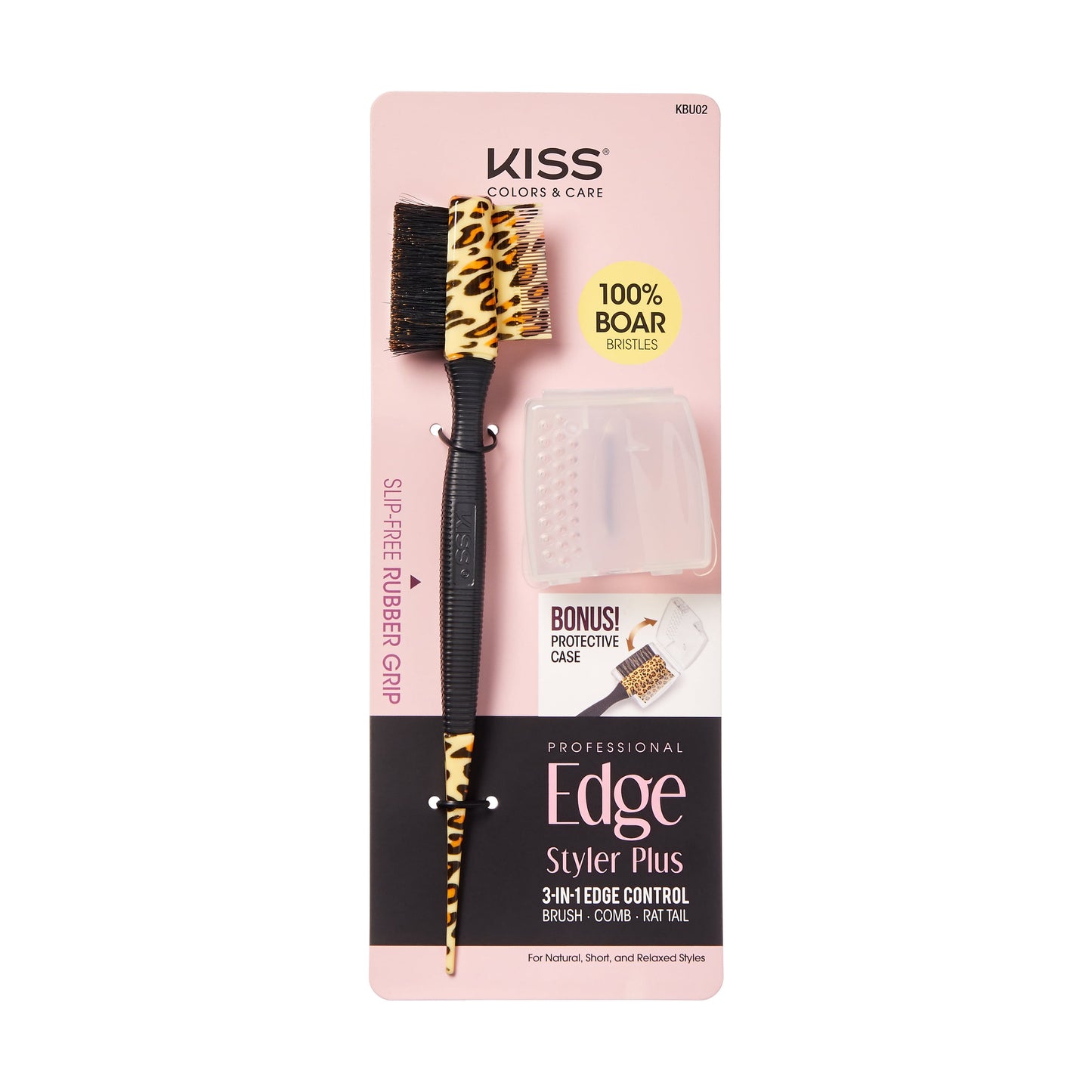 KISS Colors & Care Boar Bristle 4-in-1 Edge Brush