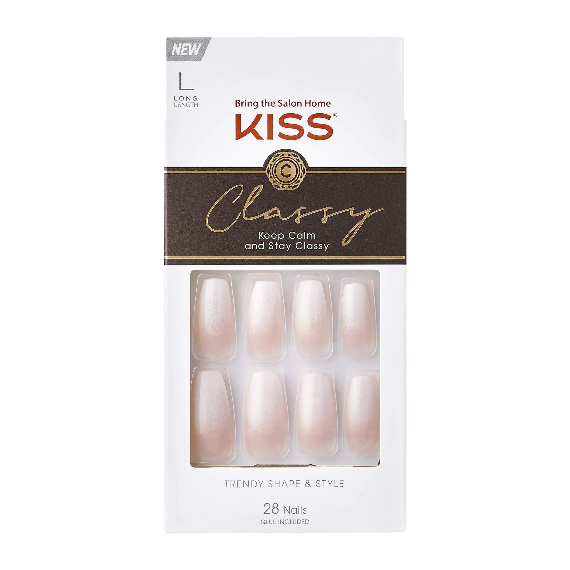 Kiss Classy Nails 28 Count Medium Length Pink