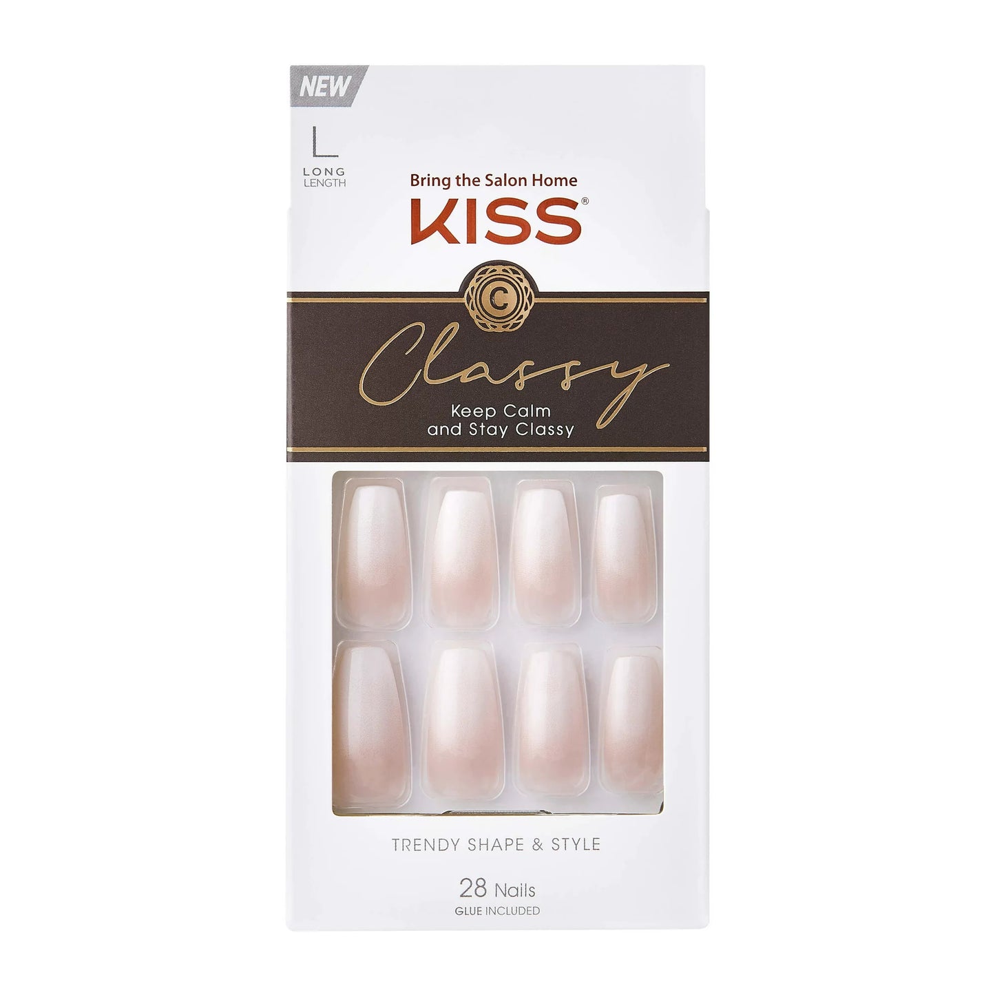 Kiss Classy Nails 28 Count Long Length Pink