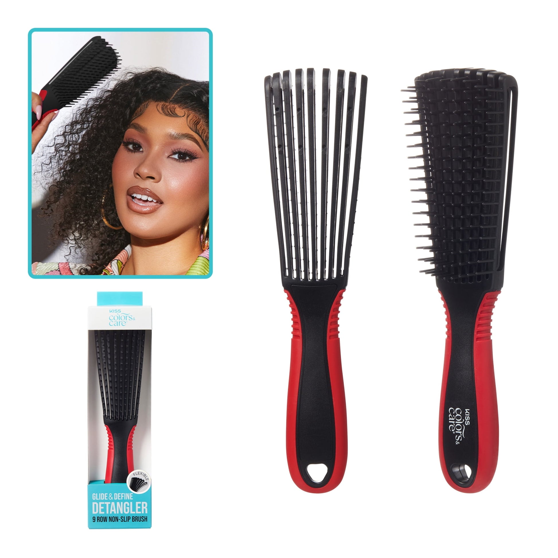 KISS COLORS & CARE EZ GLIDE DETANGLING BRUSH, LARGE, PINK