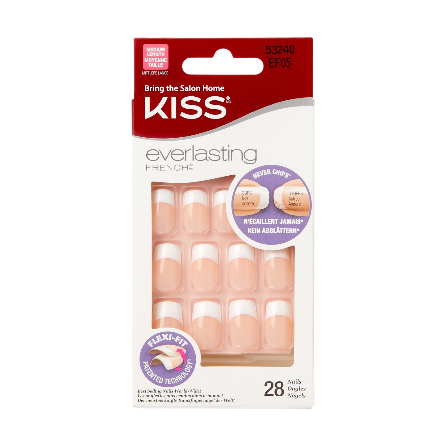 KISS Full Cover Natural Press On Nails - Unlimited, 140 count