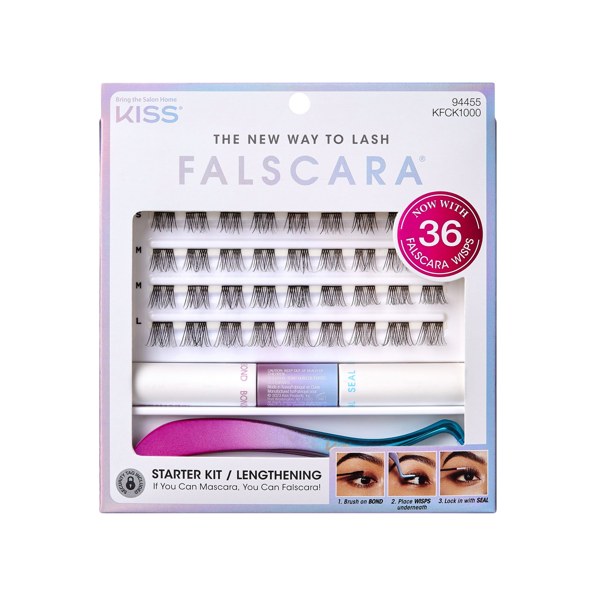 KISS Falscara Clear Band Lash Extension Kit - Soft Wispy, 36 count
