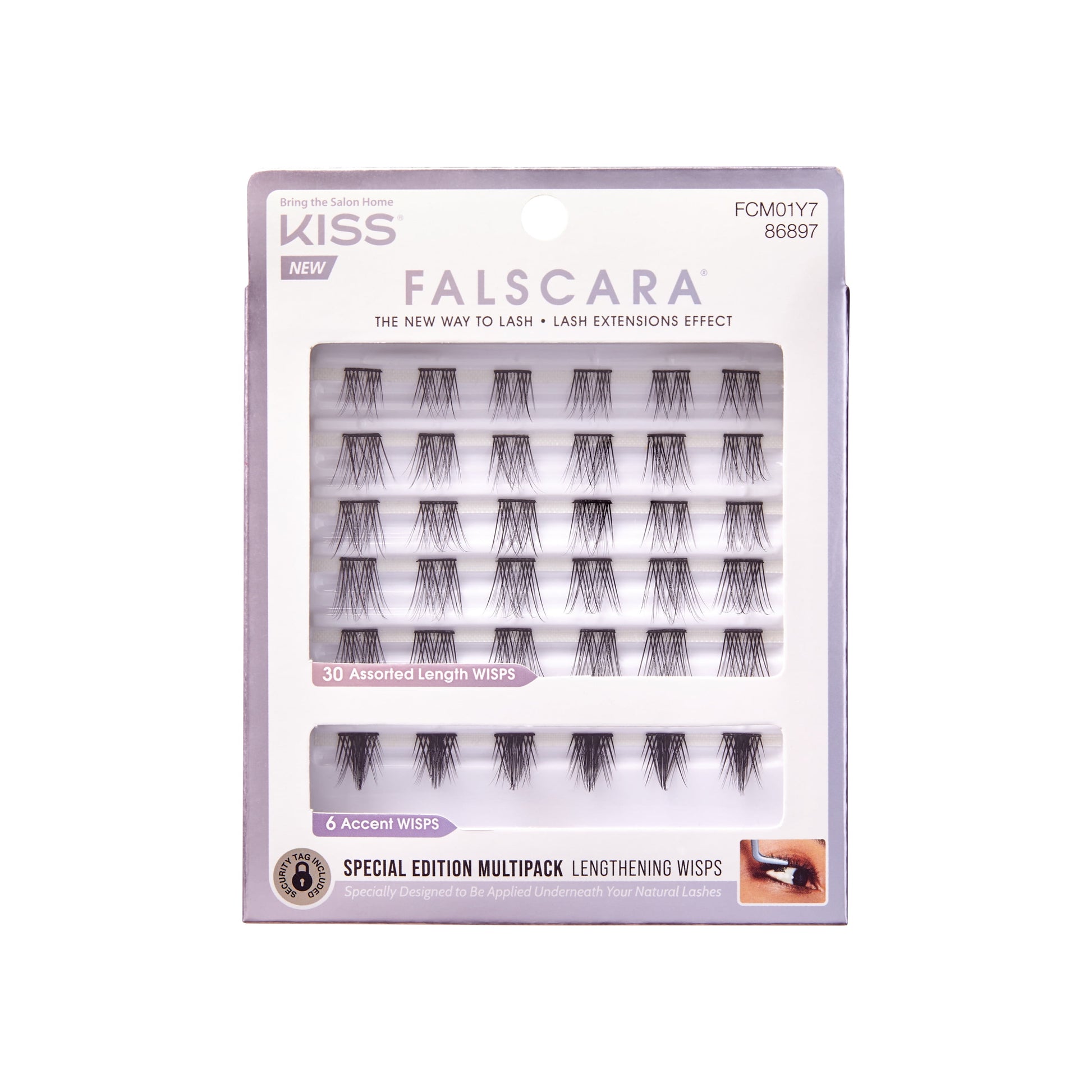 KISS Falscara Lash Extension Kit - Lengthening Wisps, 36 count