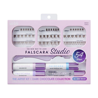 KISS Falscara Studio Lash Extension Kit - Dark Chocolate Fluffy, 18 count