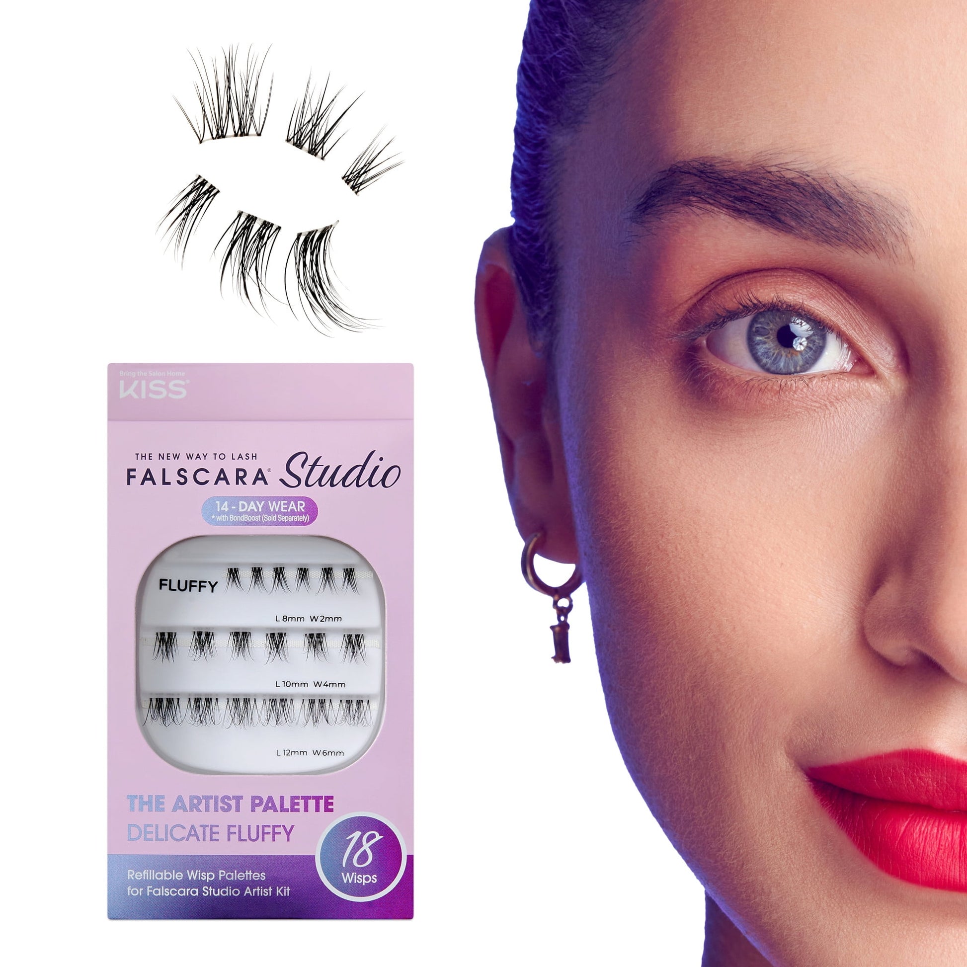 KISS Falscara Studio Lash Extension Kit - Dark Chocolate Fluffy, 18 count