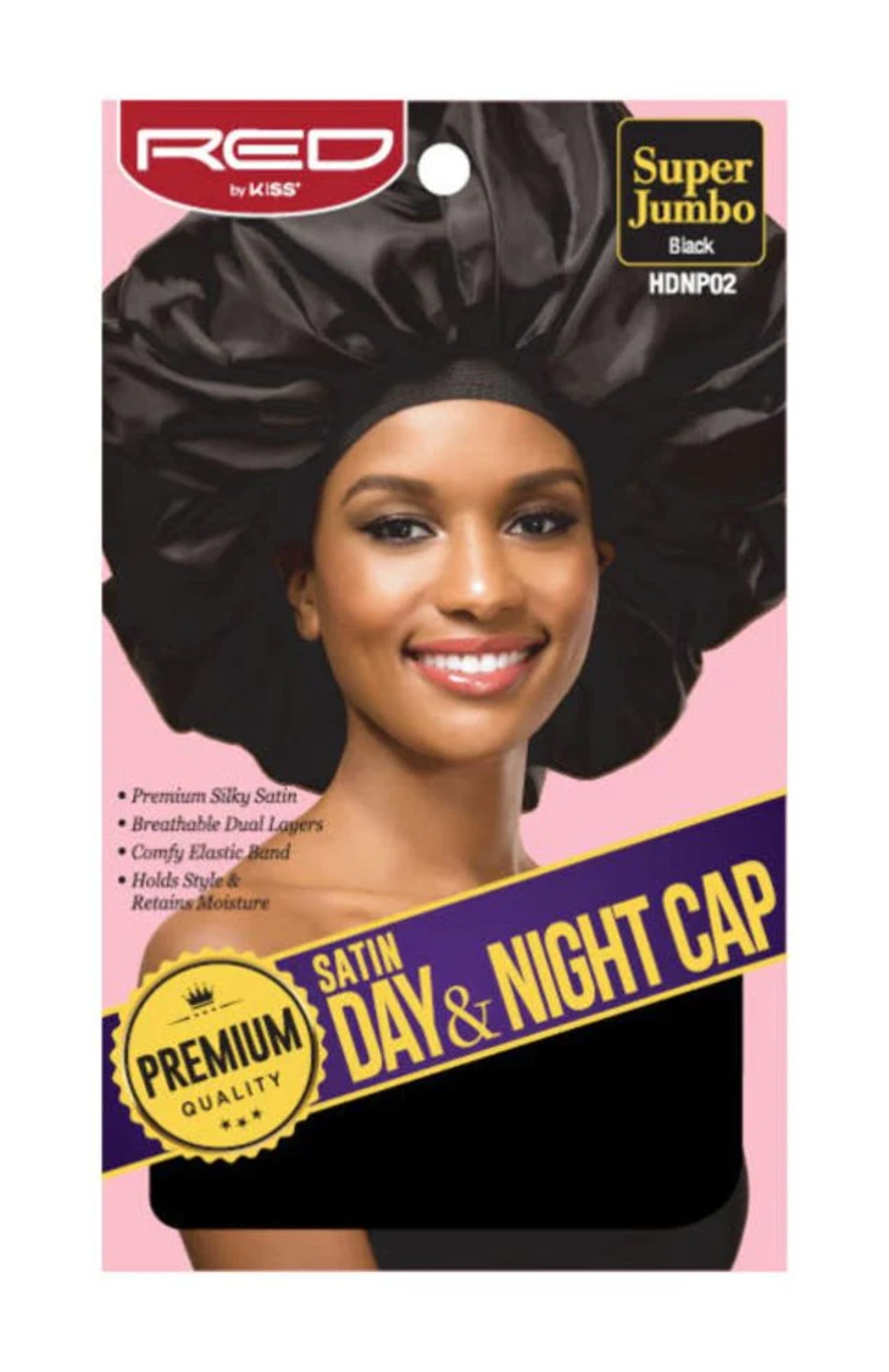 Kiss Red Satin Day & Night Cap Black Super Jumbo