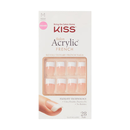 KISS Sugar Rush Salon Acrylic French Nails, Square