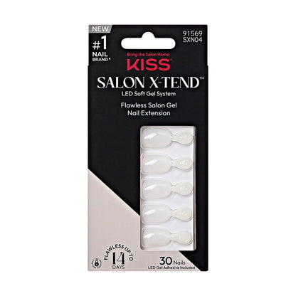 KISS Salon X-tend LED Soft Gel System Pure Fake Nails - Medium Oval French, 36 count