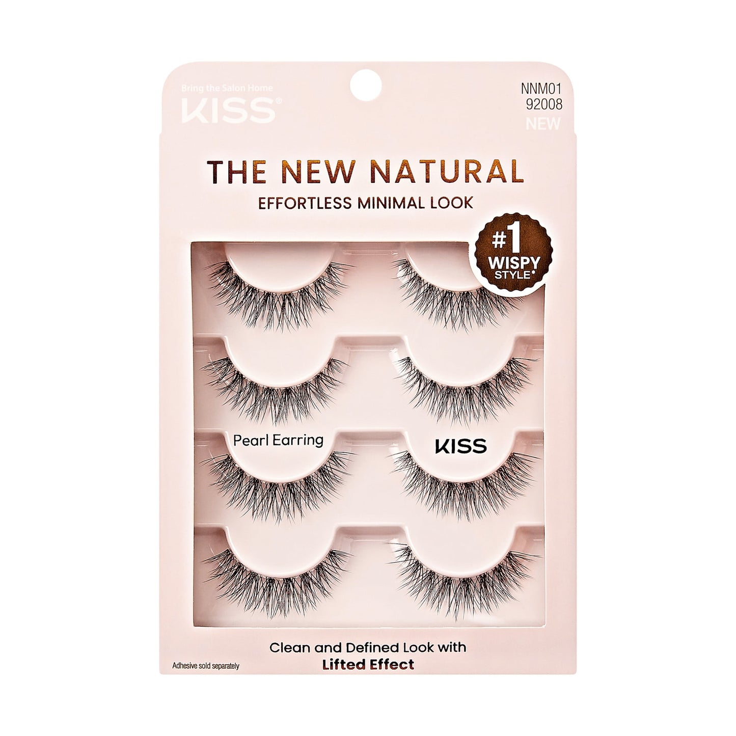 KISS The New Natural Effortless Minimal Look False Lash - Pearl Earring, 4 count
