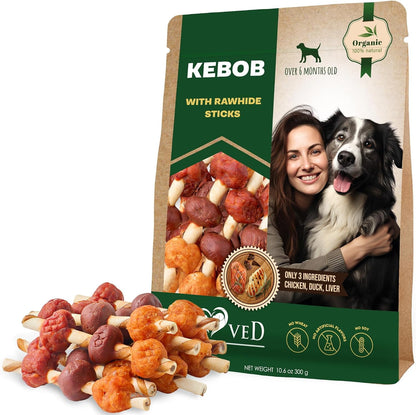 Paws Happy Life Rawhide Free Dog Chew Kabobs Wrapped with Real Chicken and Duck, 6 Count