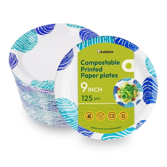 Unique Patterned Round 9" Paper Plates - Dots & Stars Birthday, 8 count
