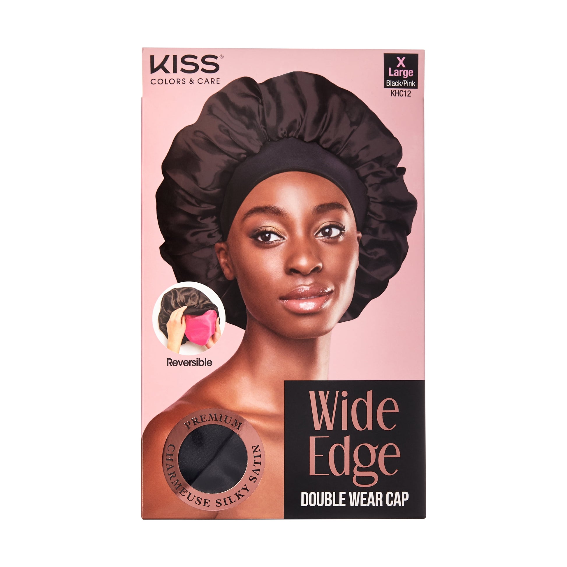 KISS Colors & Care Silky Satin Double Wear Cap, XL - Black