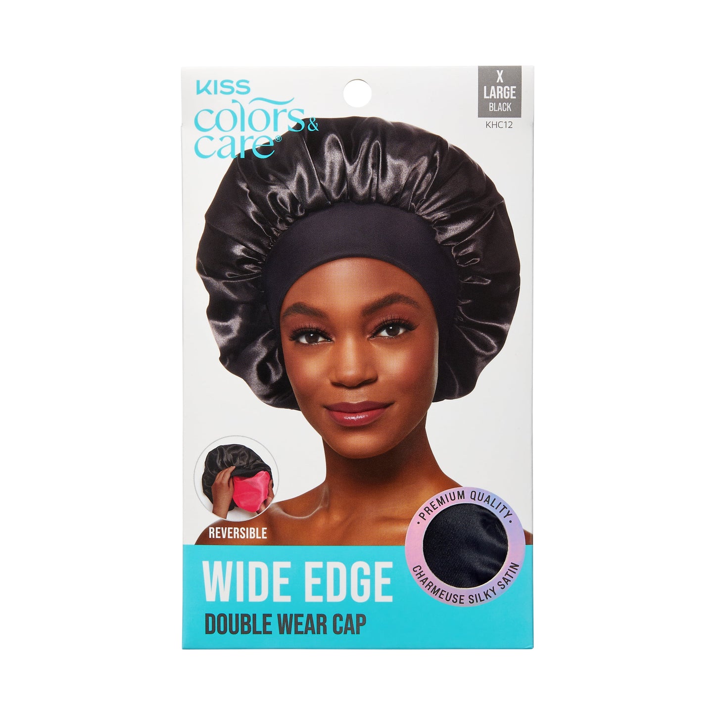 KISS Colors & Care Satin Bonnet Cap, XL - Black