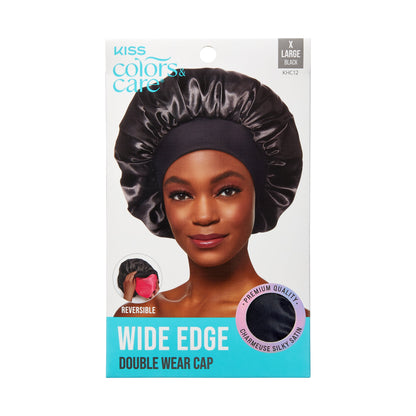 KISS Colors & Care Satin Bonnet Cap, XL - Black