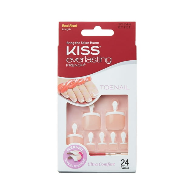 KISS Everlasting Petite Length Glue-On Nails Kit - French, 28 count