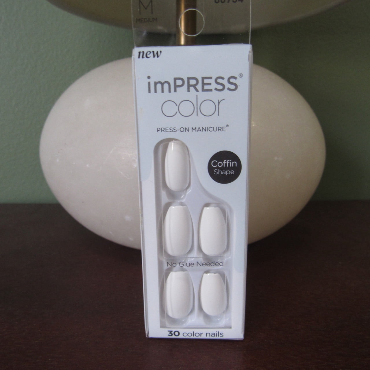 KISS imPRESS Color Press-On Fake Nails, Coffin Shaped - Frosting