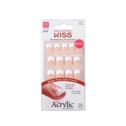 Kiss Salon Acrylic French 28 Count Petite Length Nude