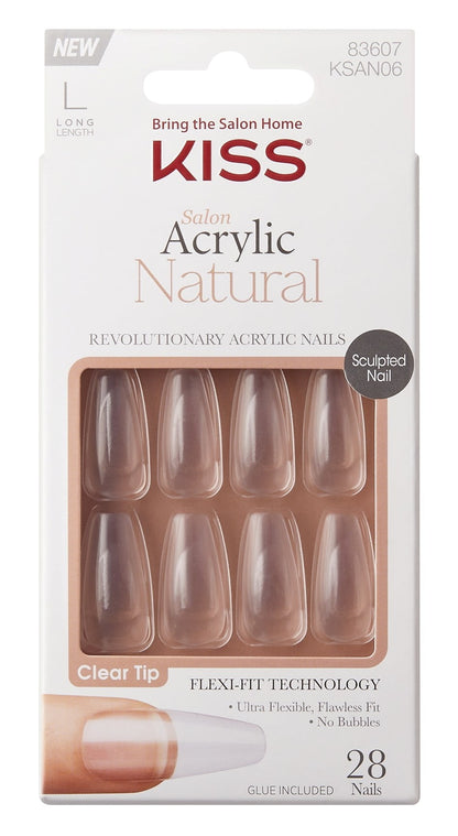Kiss Salon Acrylic Natural 28 Count Long Length