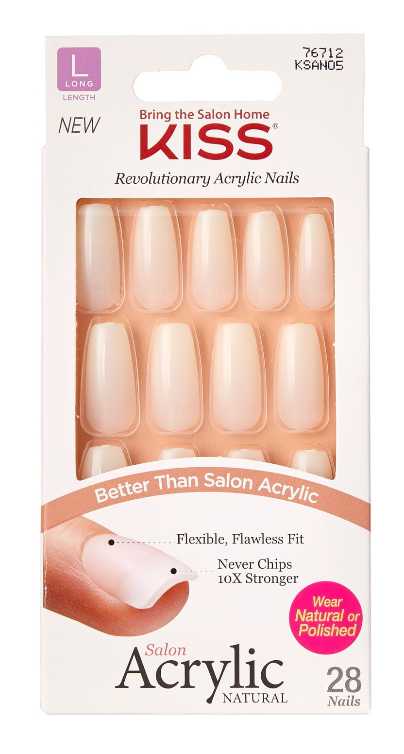 Kiss Salon Acrylic Natural 28 Count Long Length