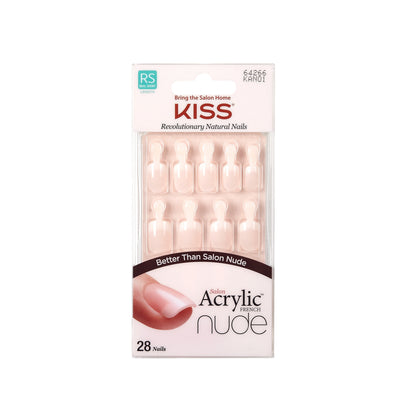 Kiss Salon Acrylic Nude French 28 Count Real Short Length