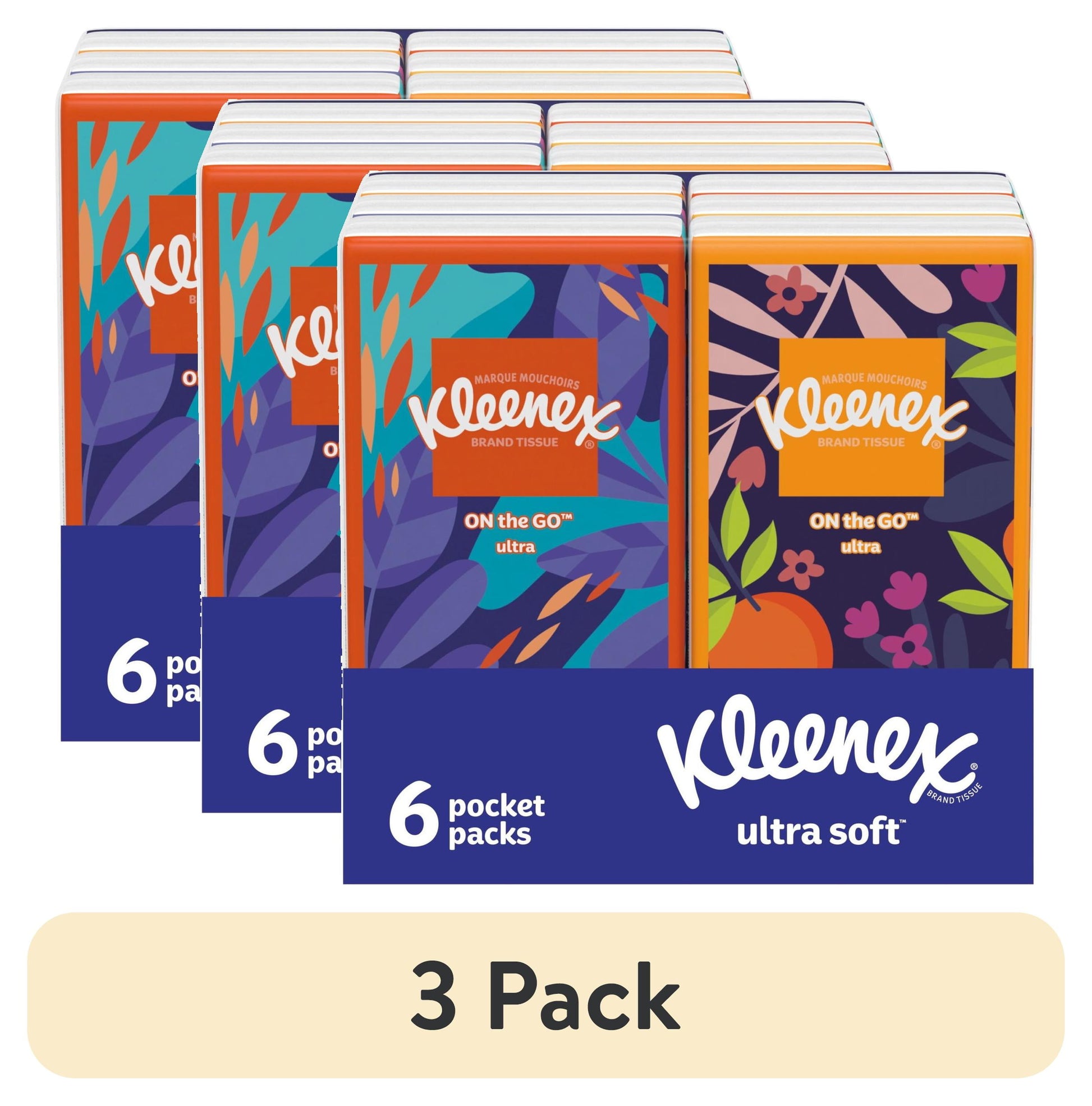 Kleenex On-the-Go 3-Ply Facial Tissue, 8 pack