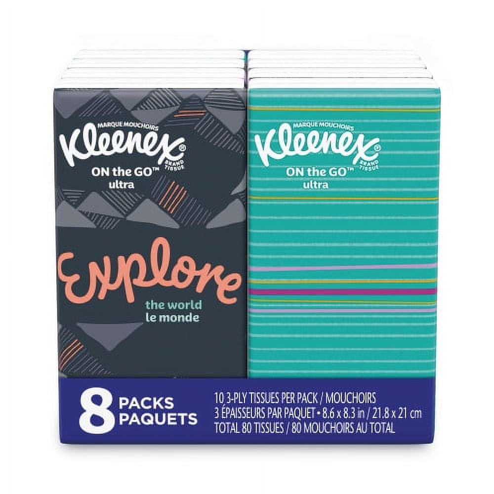 Kleenex On-the-Go 3-Ply Facial Tissue, 8 pack