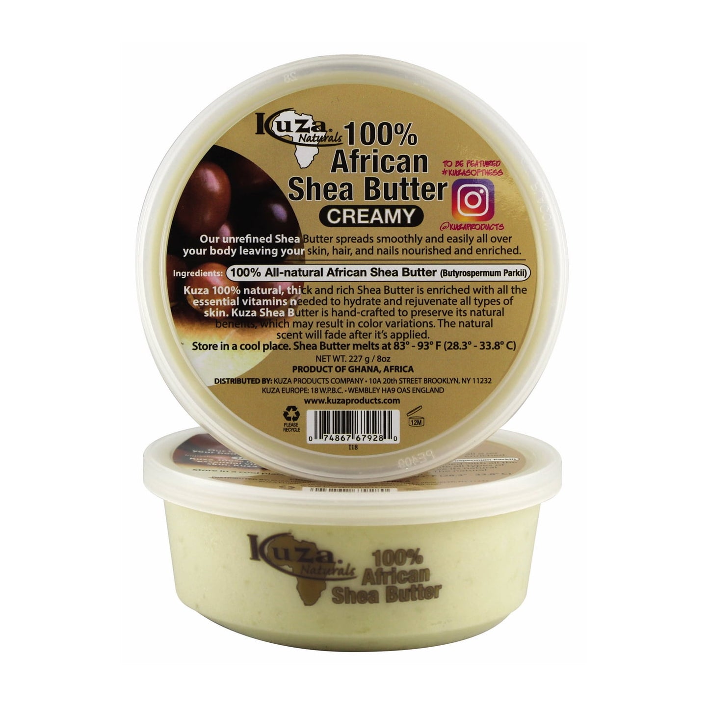 Kuza 100% Pure African Shea Butter - Creamy, 8 oz