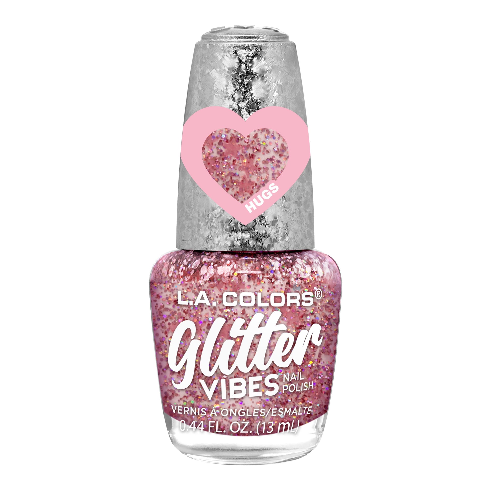 L.A. Colors Glitter Vibes Nail Polish - Pink Bling, 0.44 fl oz