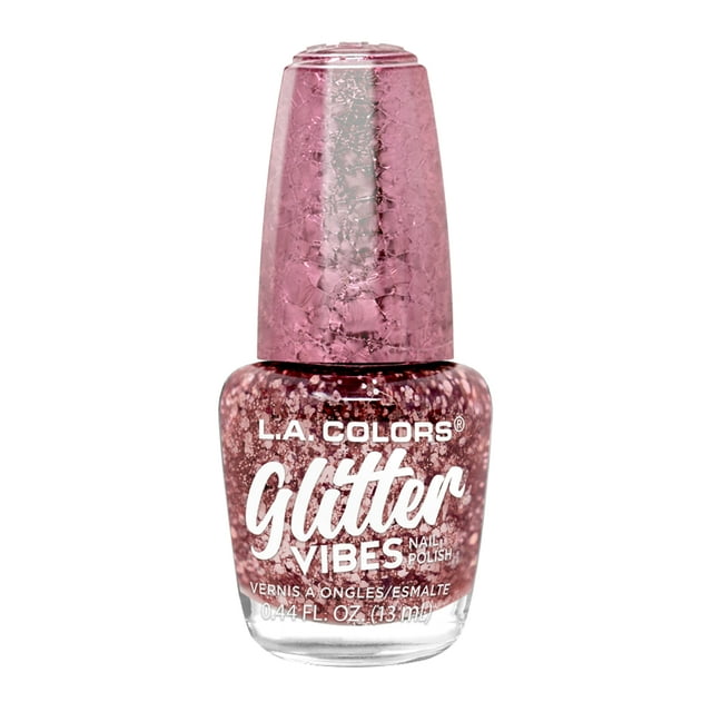 L.A. Colors Glitter Vibes Nail Polish - Pink Bling, 0.44 fl oz
