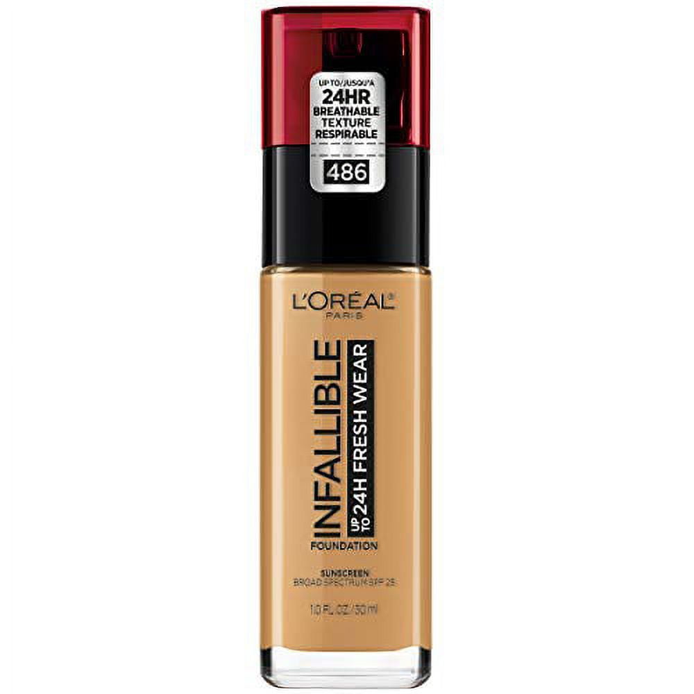 L'ORÉAL PARIS Infallible 32 Hour Fresh Wear Lightweight Foundation, 486 Toasted Almond, 1 oz.
