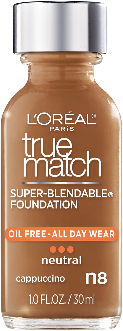 L'ORÉAL PARIS True Match Super-Blendable Foundation, Medium Coverage, N8, Medium Deep, 1 fl. oz.