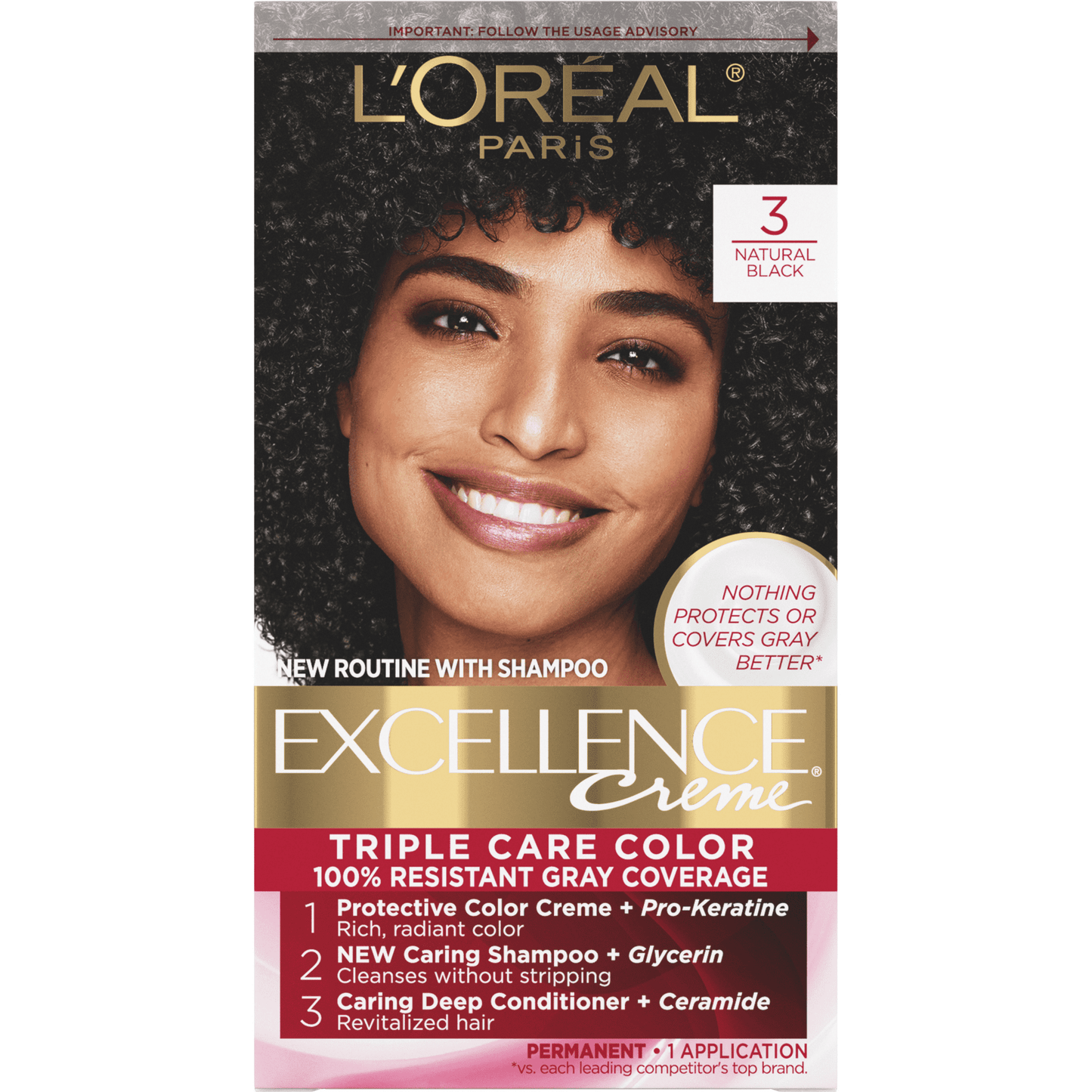 Loreal Excel Creme Color #3 Natural Black 1.74oz
