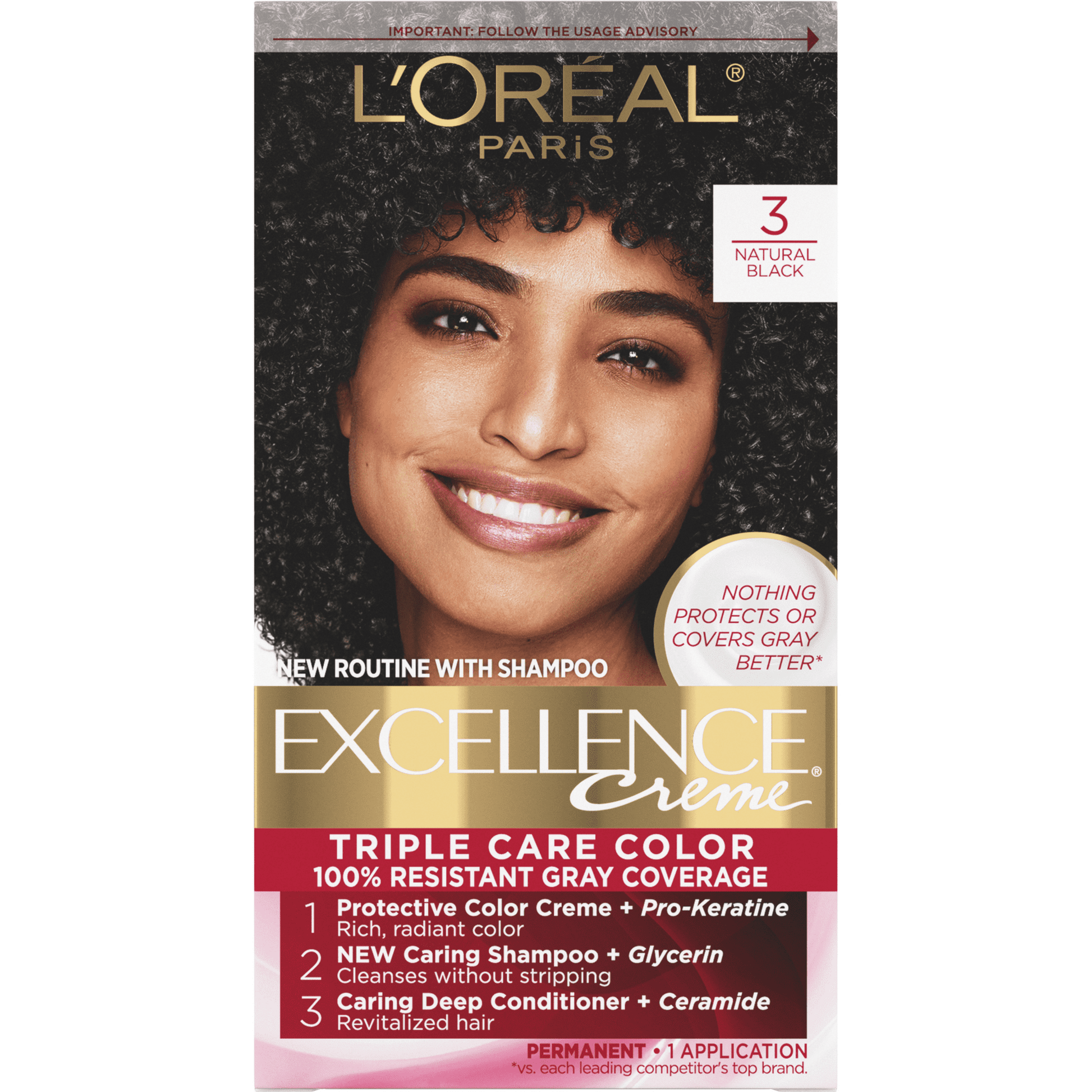 Loreal Excel Creme Color #3 Natural Black 1.74oz