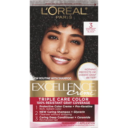Loreal Excel Creme Color #3 Natural Black 1.74oz