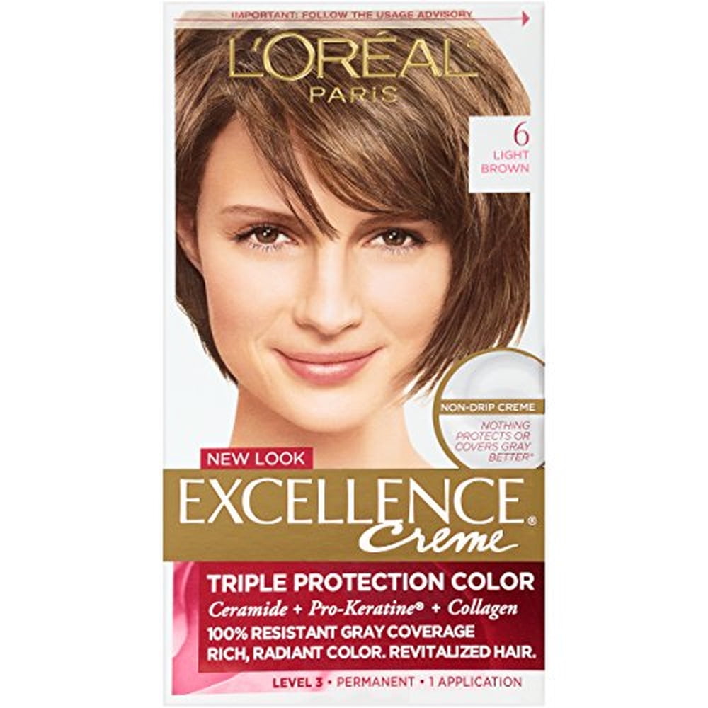 L'ORÉAL PARIS Excellence Triple Protection Permanent Hair Color, 6 Light Brown, 6.3 fl. oz.