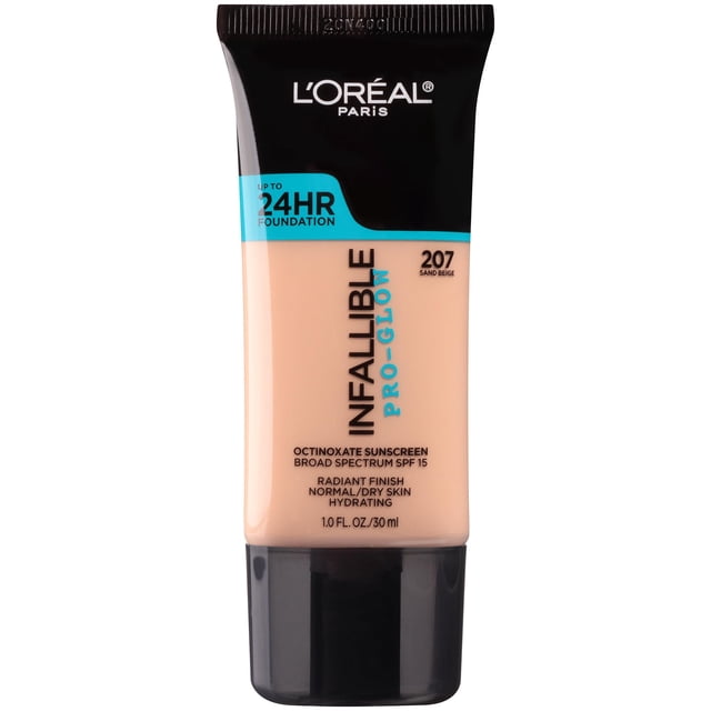L'ORÉAL PARIS Infallible Pro-Glow Foundation, 207 Sand Beige, 1 fl. oz.