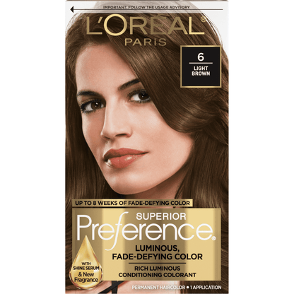 L'ORÉAL PARIS Superior Preference Permanent Hair Color, 6 Light Brown, 6.5 fl. oz.