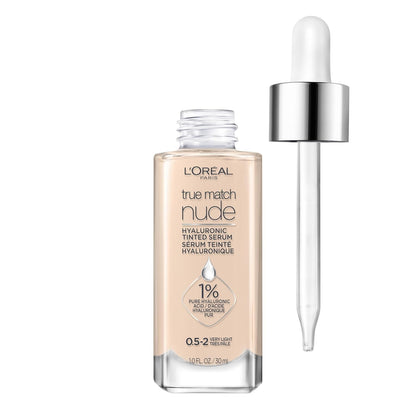 L'ORÉAL PARIS True Match Hyaluronic Tinted Serum Foundation Skincare Hybrid, 5-6 Medium-Tan, 1 fl oz