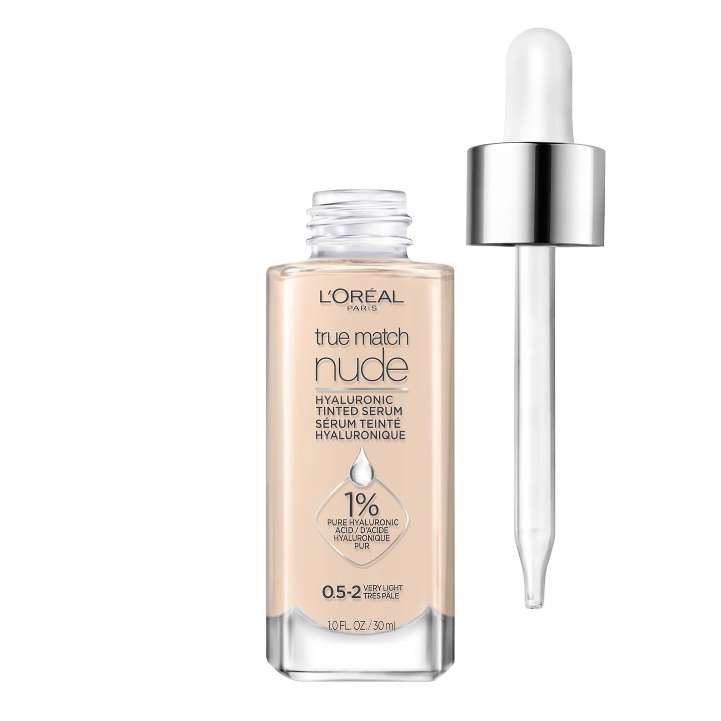 L'ORÉAL PARIS True Match Hyaluronic Tinted Serum Foundation Skincare Hybrid, 8-10 Deep, 1 fl oz