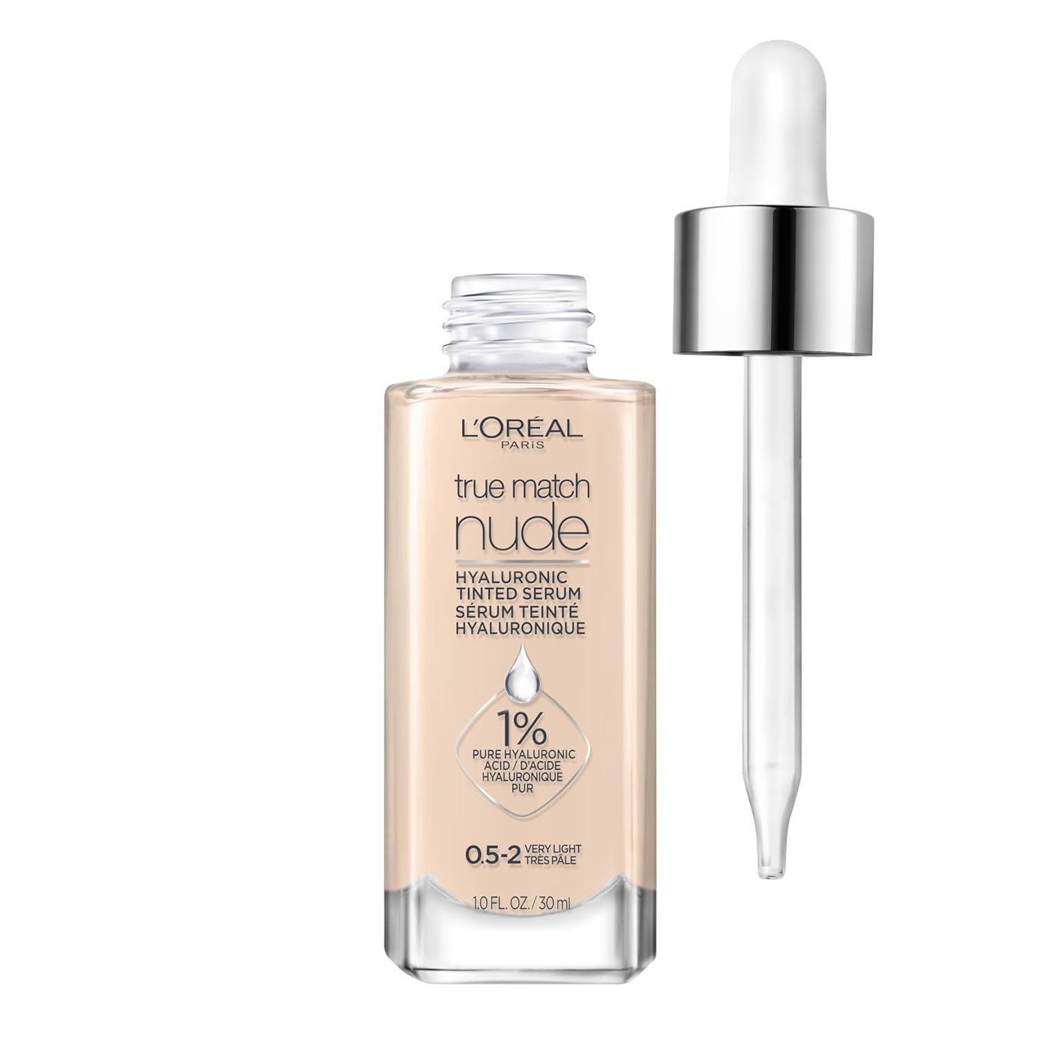L'ORÉAL PARIS True Match Hyaluronic Tinted Serum Foundation Skincare Hybrid, 8-10 Deep, 1 fl oz
