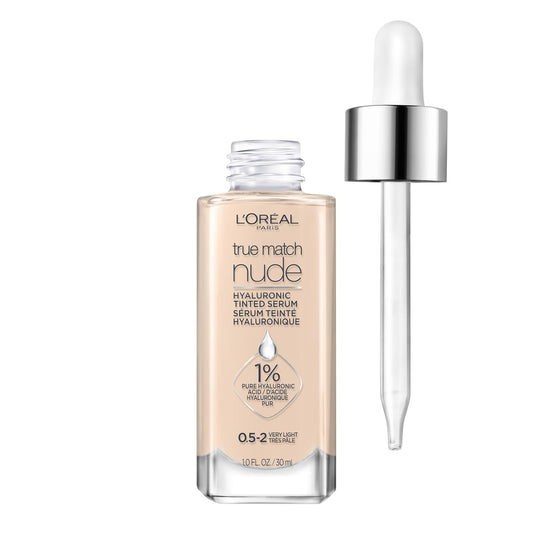 L'ORÉAL PARIS True Match Hyaluronic Tinted Serum Foundation Skincare Hybrid, 0.5-2 Very Light, 1 fl oz