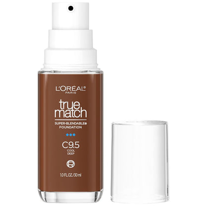 L'ORÉAL PARIS True Match Super-Blendable Foundation, Medium Coverage, C9.5, Deep, 1 fl. oz.