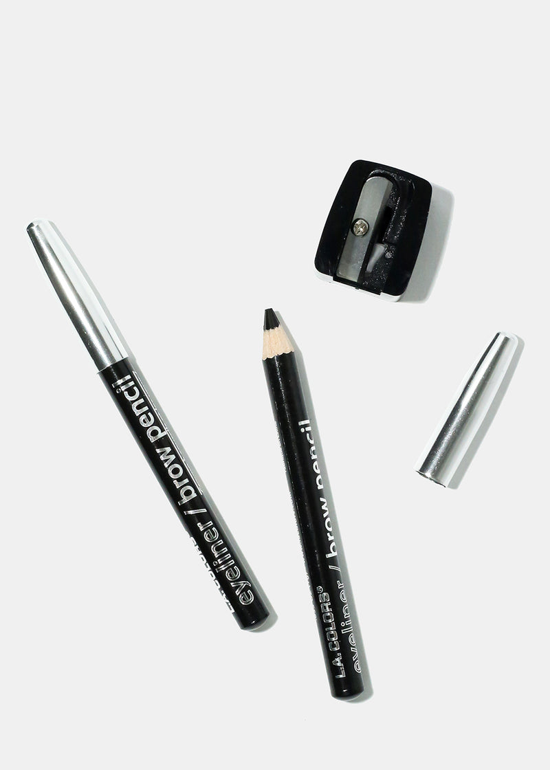 L.A. Colors 2-Piece Eyeliner/Brow Pencil with Sharpener, Black