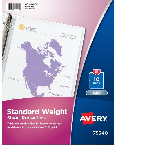 Avery Clear Standard Weight Sheet Protectors, 10 count