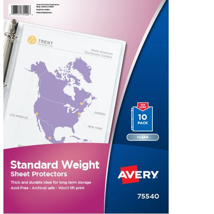 Avery Clear Standard Weight Sheet Protectors, 10 count