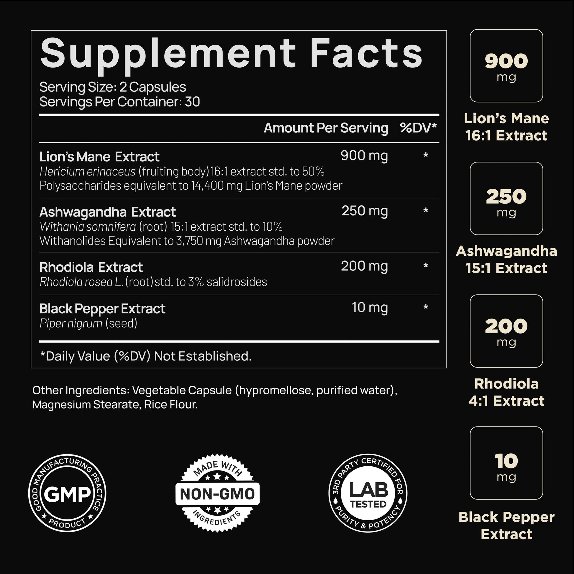 LION'S MANE BLK PEPPR 2100MG CAP 60 21ST