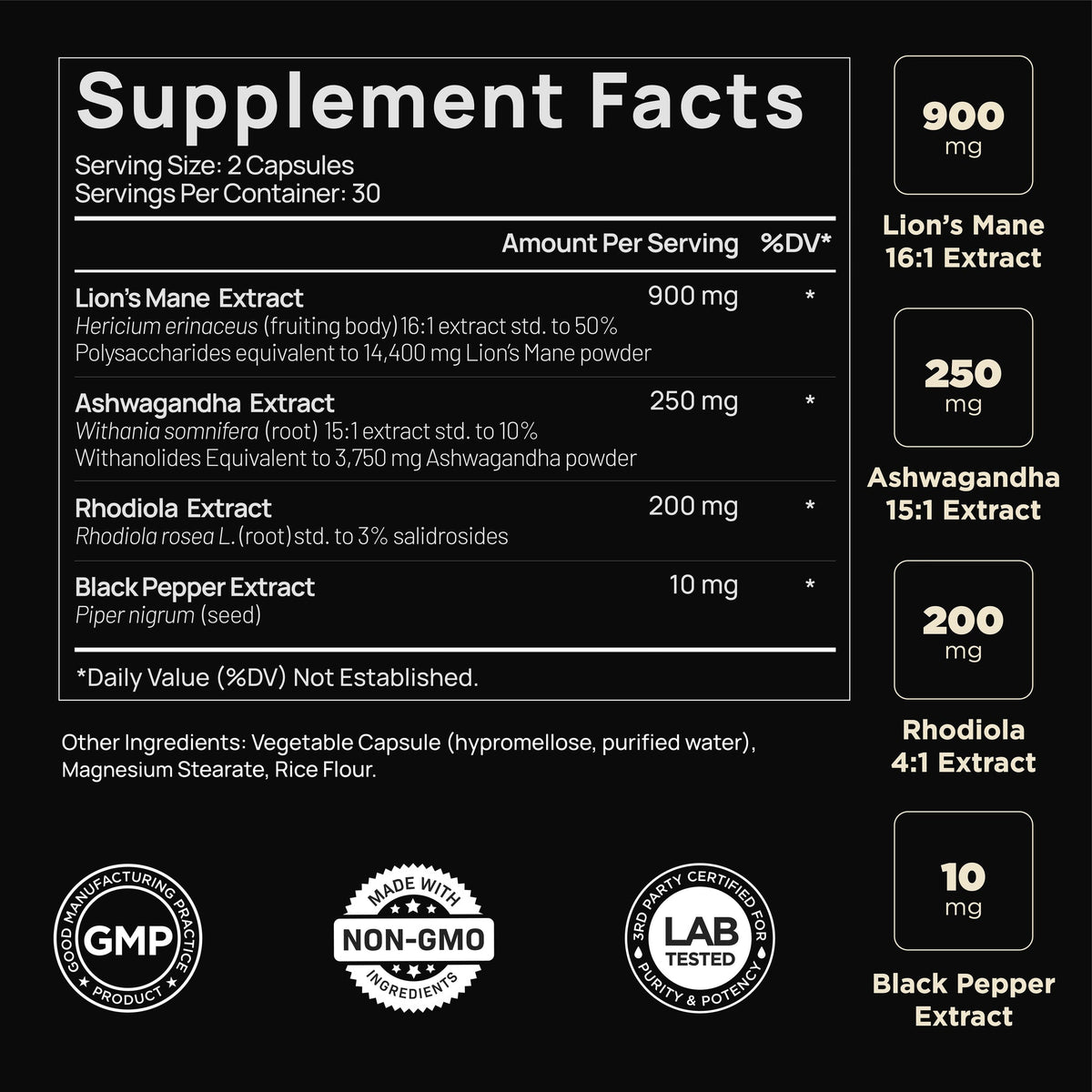 LION'S MANE BLK PEPPR 2100MG CAP 60 21ST