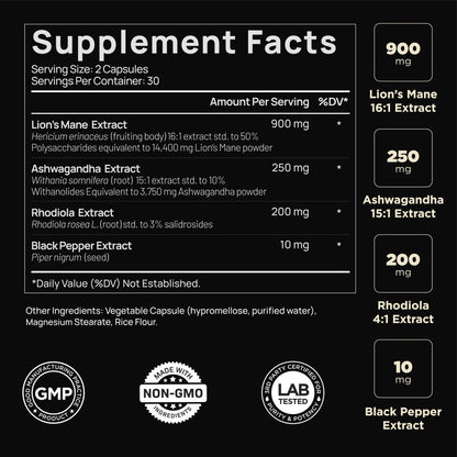 LION'S MANE BLK PEPPR 2100MG CAP 60 21ST