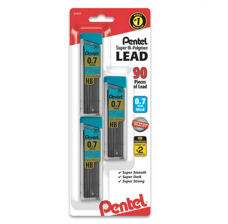 Super Hi-Polymer Lead Refill (0.9mm) Thick, HB, 30 pcs/Tube 1-Pk
