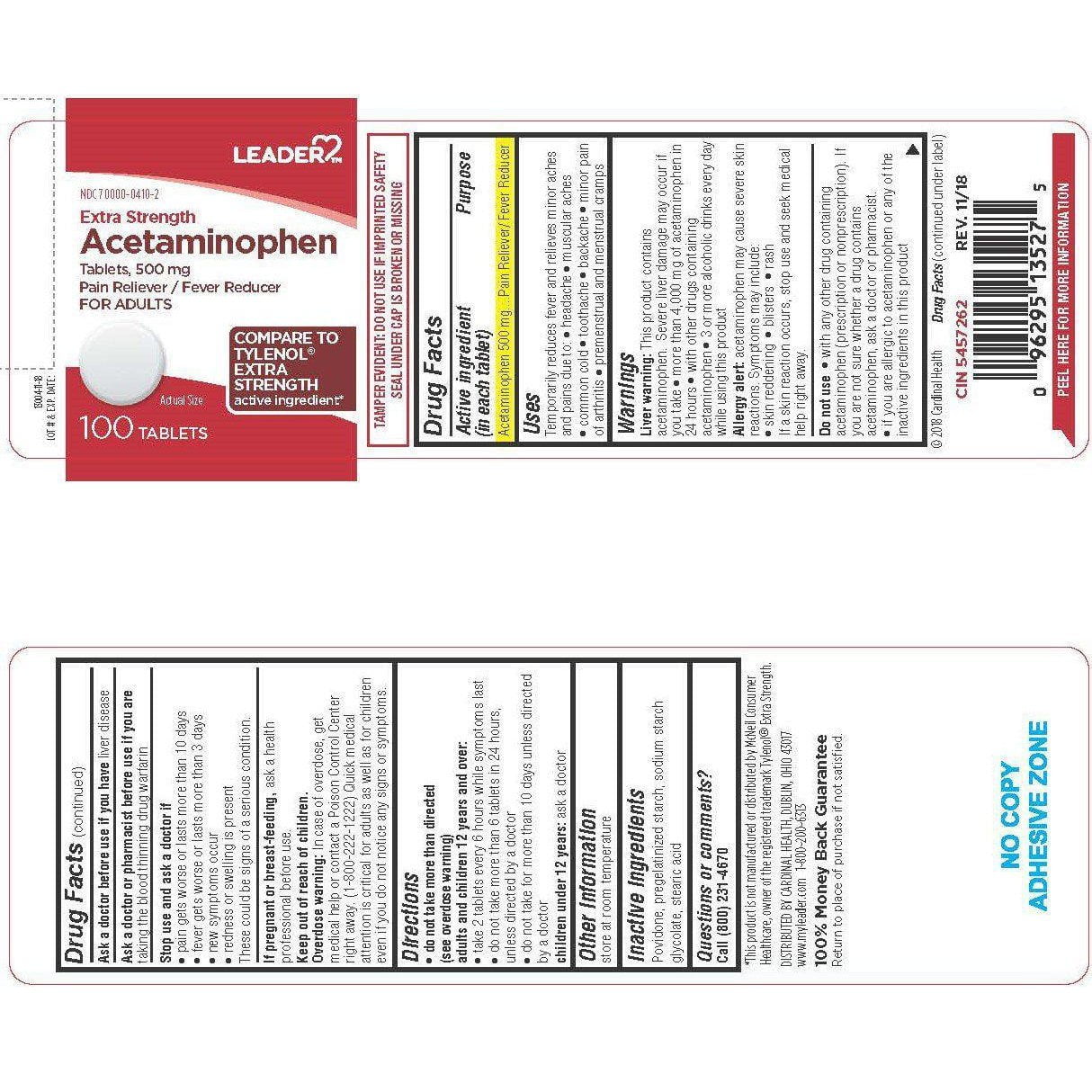 LDR ACETAMIN TB 500MG 100 ES EZO